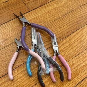 Set of Jewelry Pliers with Multicolor Handles